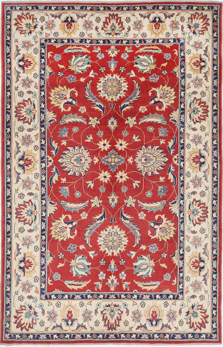 Red Afghan Ziegler Rug 6' 8" x 10' 4" Hand-Knotted | No. AT94521