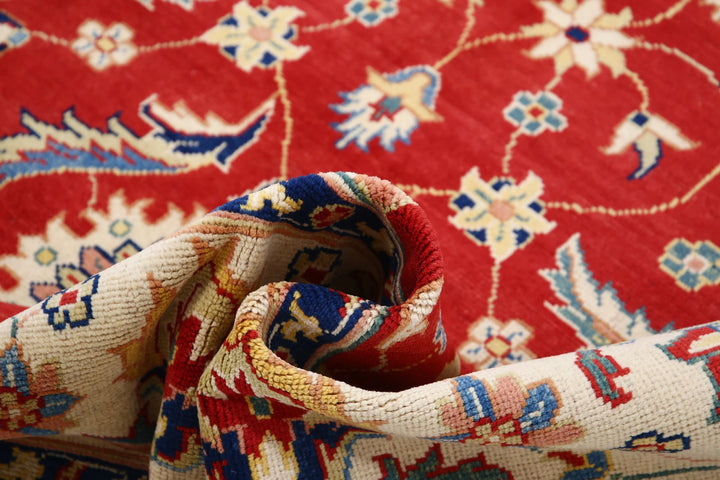 Red Afghan Ziegler Rug 6' 8" x 10' 4" Hand-Knotted | No. AT94521