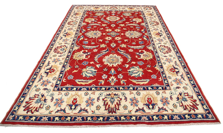 Red Afghan Ziegler Rug 6' 8" x 10' 4" Hand-Knotted | No. AT94521