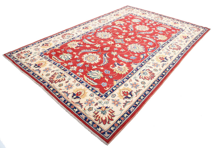 Red Afghan Ziegler Rug 6' 8" x 10' 4" Hand-Knotted | No. AT94521