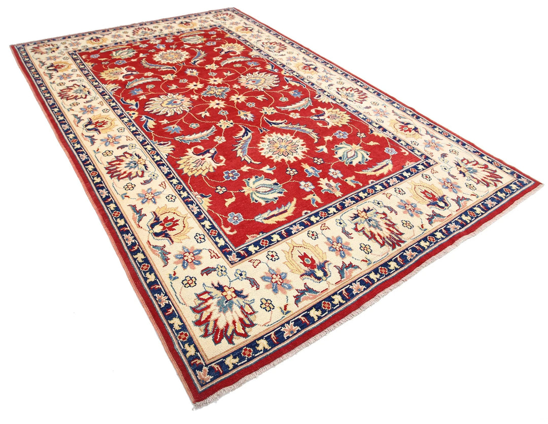 Red Afghan Ziegler Rug 6' 8" x 10' 4" Hand-Knotted | No. AT94521