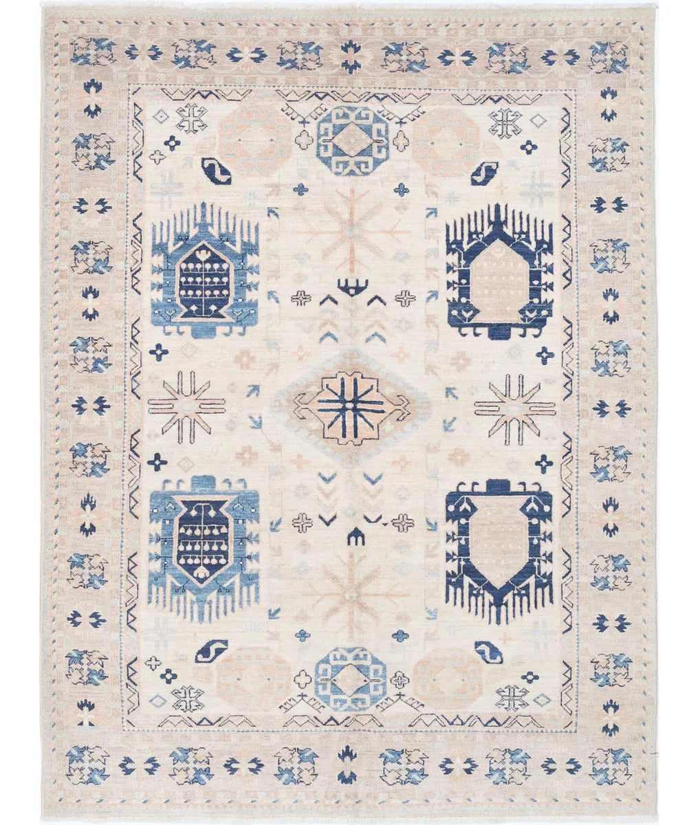 Ivory Afghan Serenity Rug 4' 9" x 6' 4" Hand-Knotted | No. AT94571