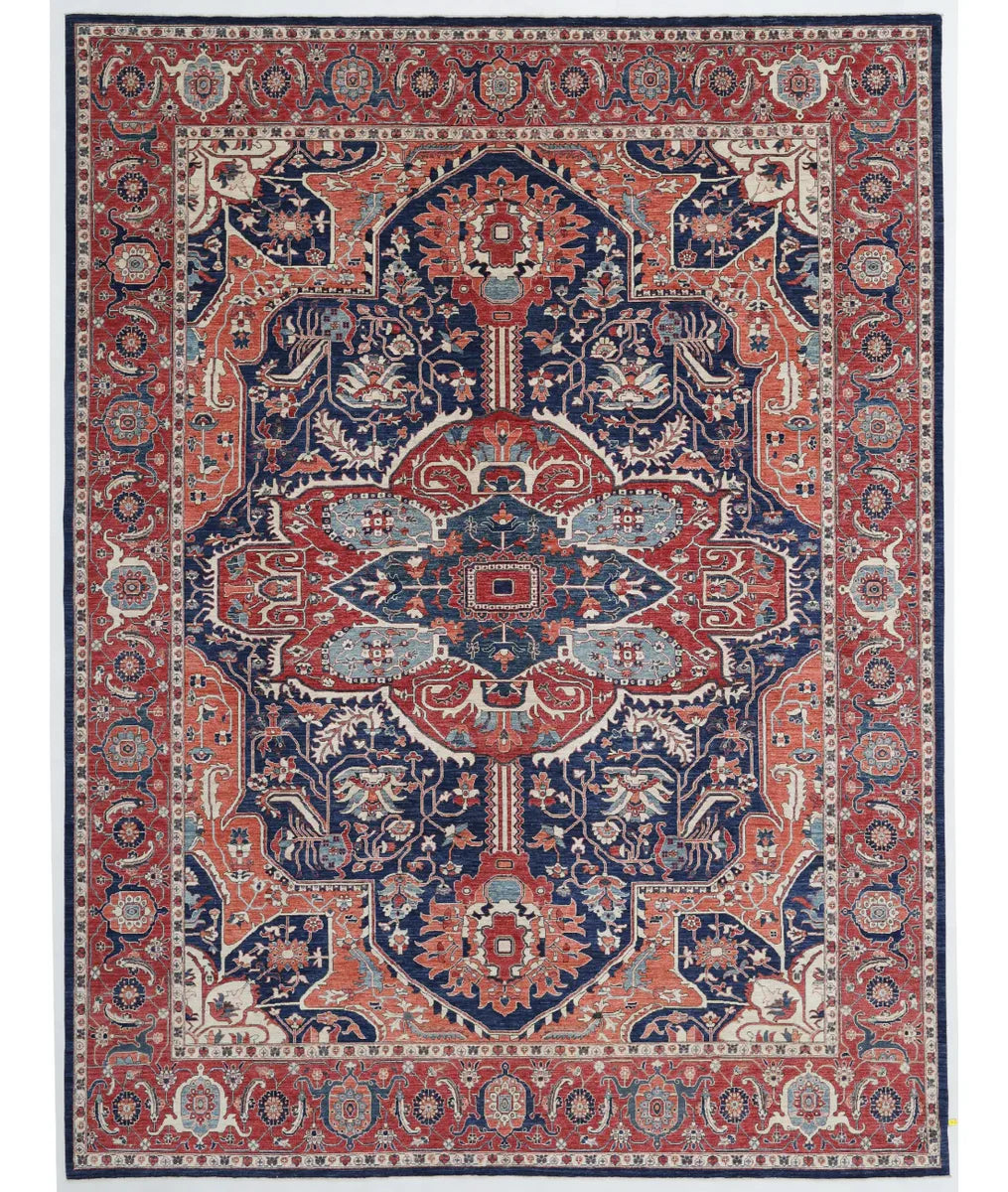 Blue Afghan Heriz Rug 11' 9" x 15' 4" Hand-Knotted | No. AT94578