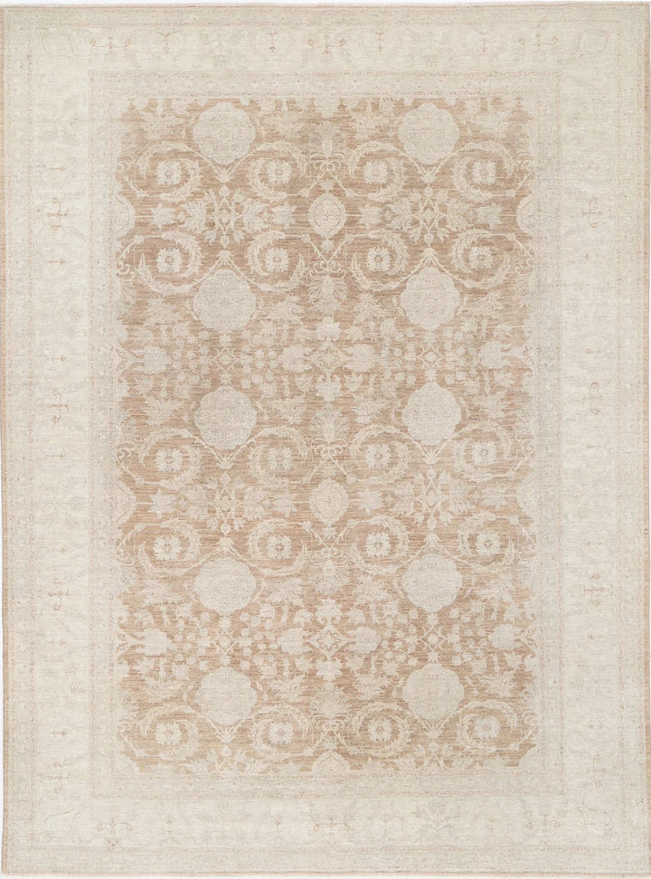 Ivory Afghan Serenity Rug 8' 1" x 10' 11" Hand-Knotted | No. AT94584