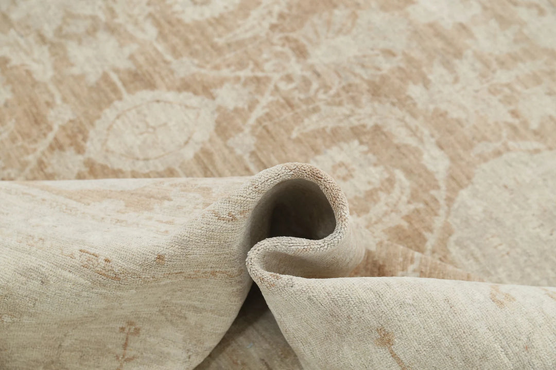 Ivory Afghan Serenity Rug 8' 1" x 10' 11" Hand-Knotted | No. AT94584