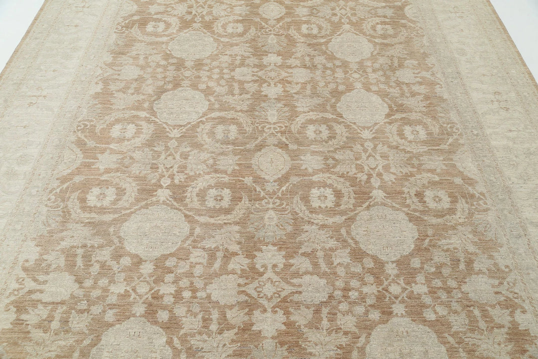 Ivory Afghan Serenity Rug 8' 1" x 10' 11" Hand-Knotted | No. AT94584