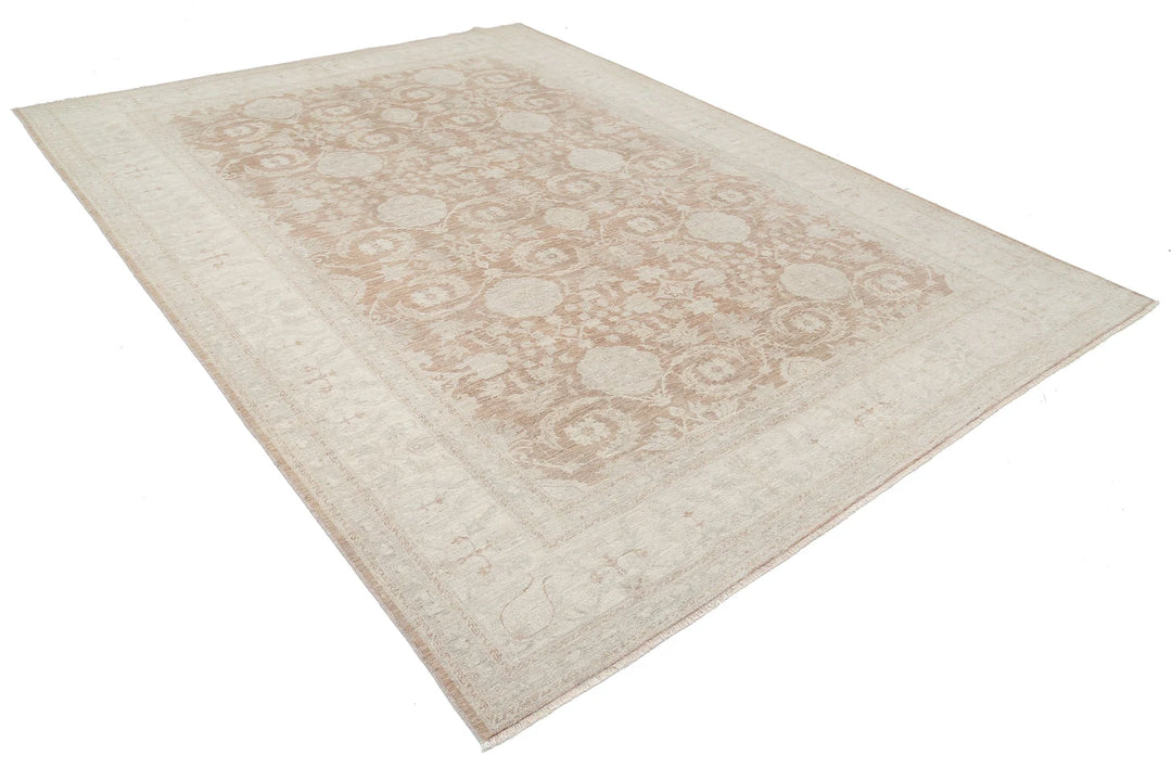 Ivory Afghan Serenity Rug 8' 1" x 10' 11" Hand-Knotted | No. AT94584