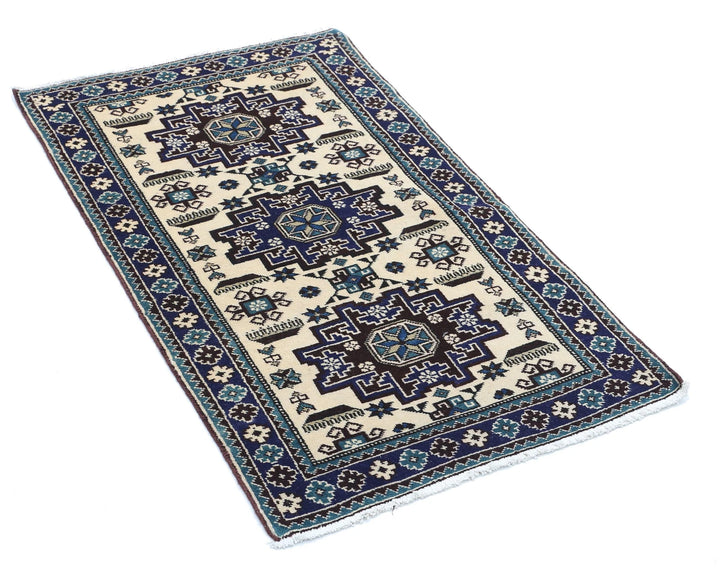 Afghan Kazak Rug 2' 3" x 3' 9" Hand-Knotted | No. AT94598