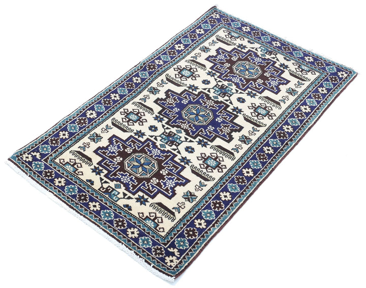 Afghan Kazak Rug 2' 3" x 3' 9" Hand-Knotted | No. AT94598