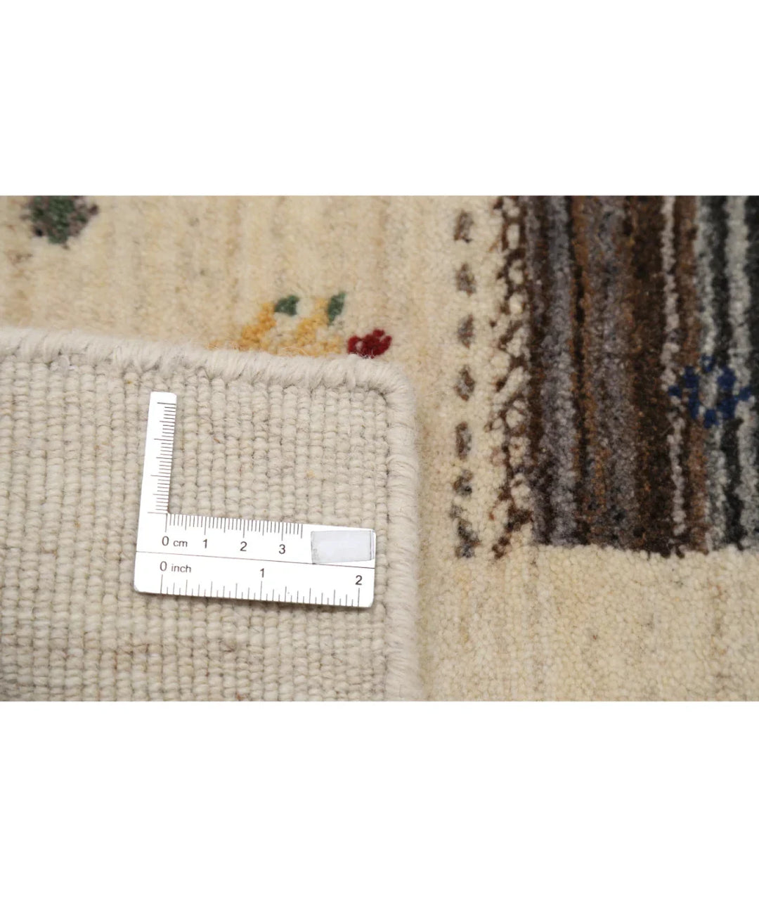 Ivory Indian Oriental Rug 4' 0" x 5' 11" Hand-Knotted | No. AT94600