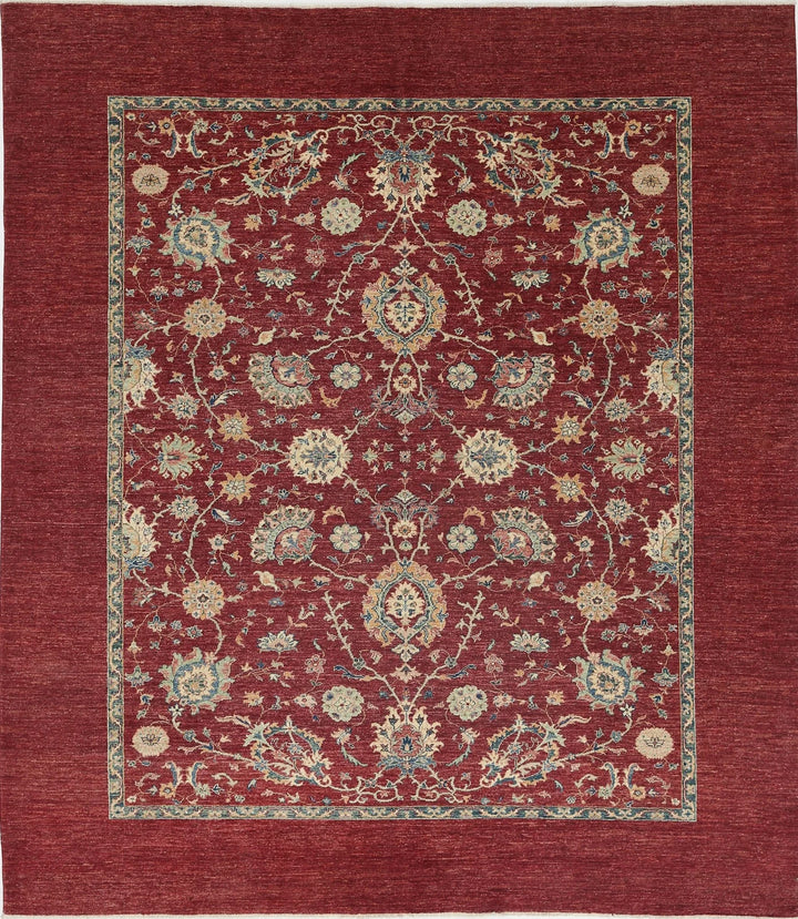 Red Afghan Ziegler Rug 8' 1" x 9' 6" Hand-Knotted | No. AT94775