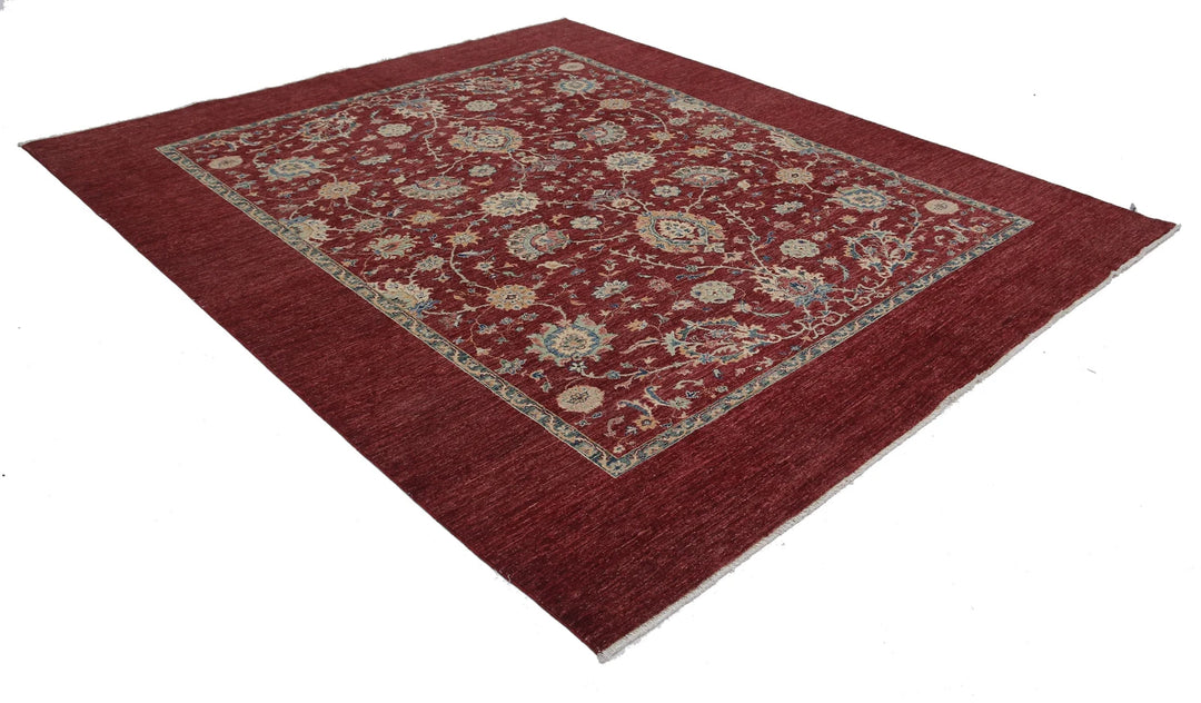 Red Afghan Ziegler Rug 8' 1" x 9' 6" Hand-Knotted | No. AT94775