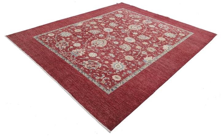 Red Afghan Ziegler Rug 8' 1" x 9' 6" Hand-Knotted | No. AT94775