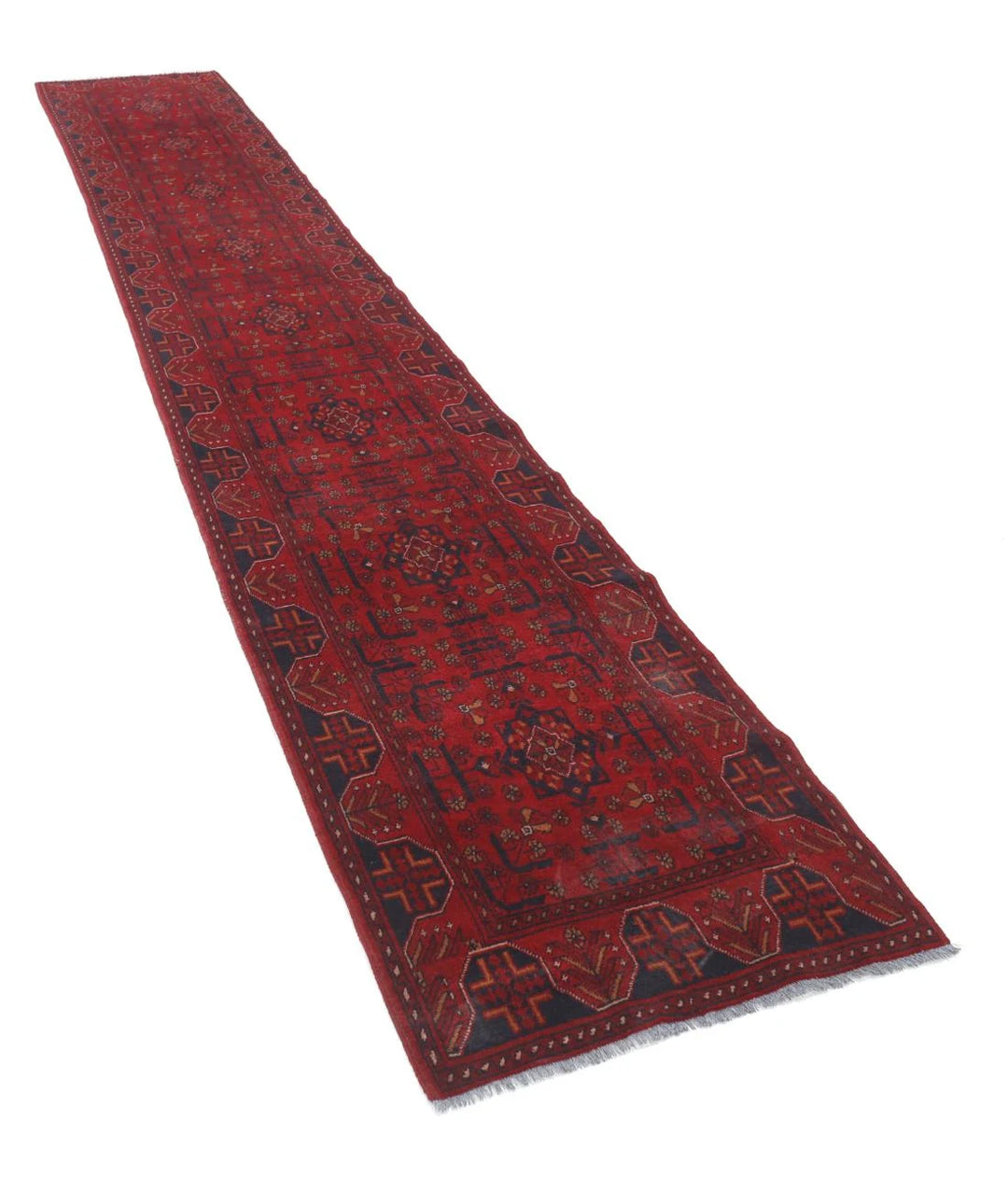 Afghan Khal Muhammadi Runner Rug 2' 6" x 15' 11" Hand-Knotted | No. AT95044