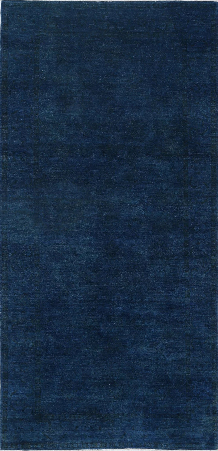 Blue Afghan Overdye Rug 5'9" x 11'9" Hand-Knotted | No. AT95338