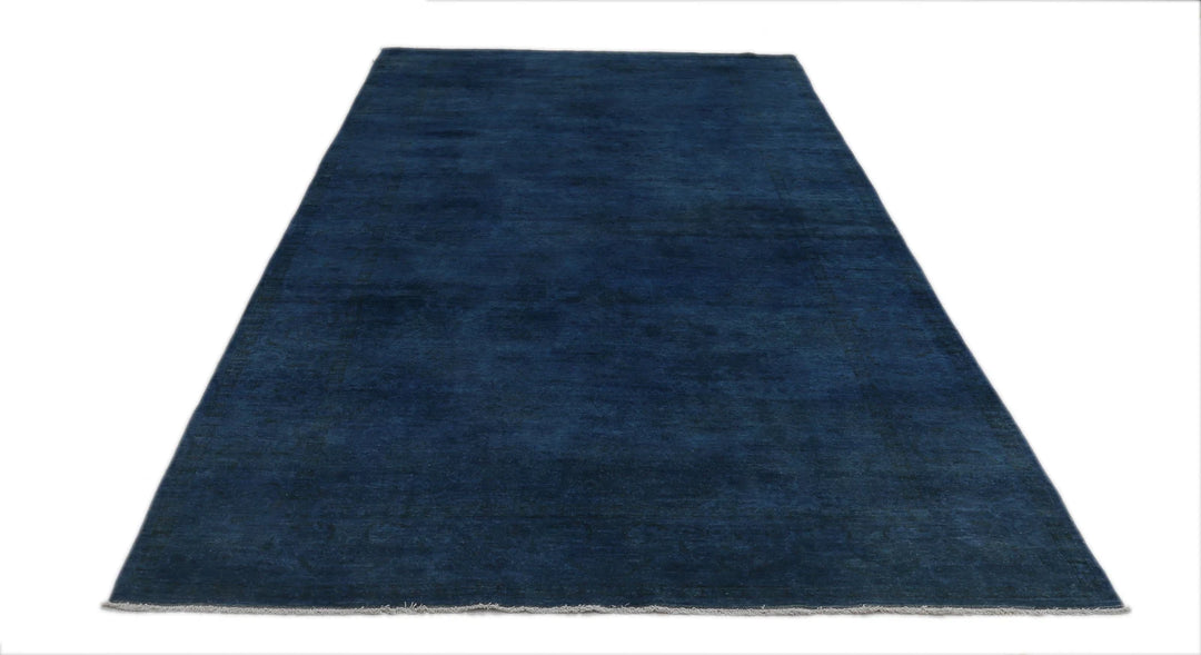 Blue Afghan Overdye Rug 5'9" x 11'9" Hand-Knotted | No. AT95338