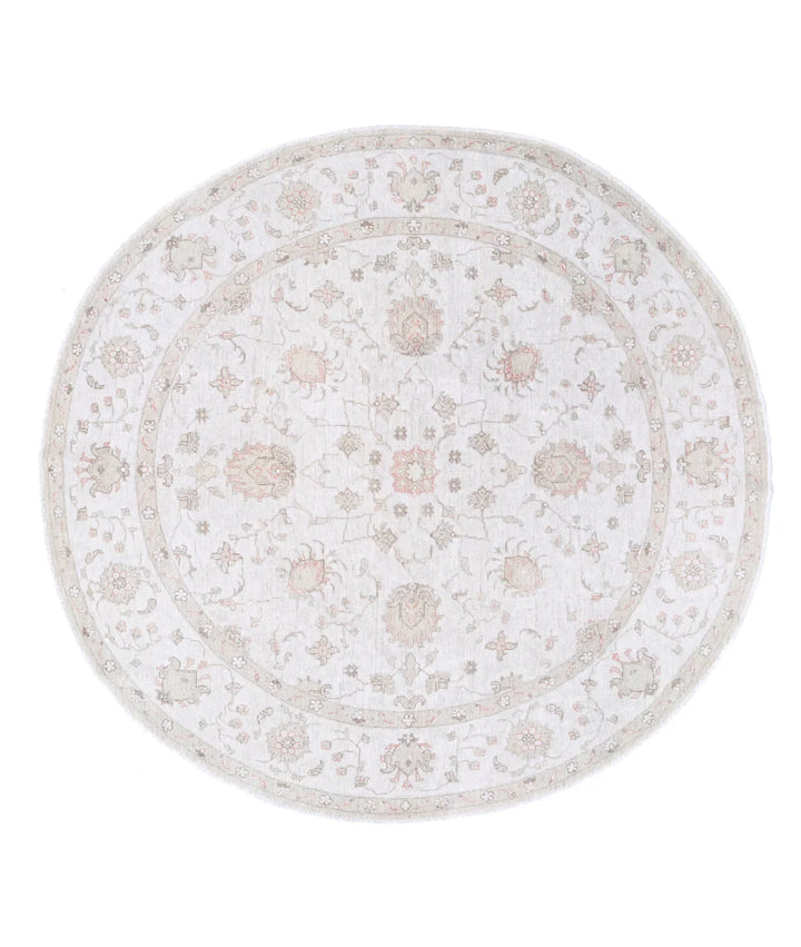 Ivory Afghan Serenity Rug 7'9" x 8'2" Hand-Knotted | No. AT95719