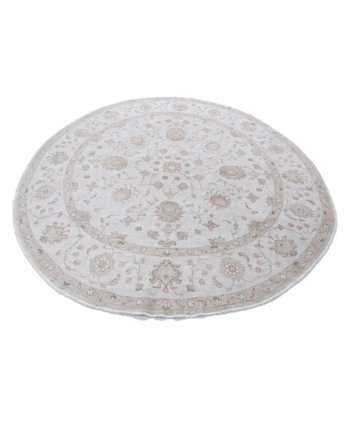 Ivory Afghan Serenity Rug 7'9" x 8'2" Hand-Knotted | No. AT95719