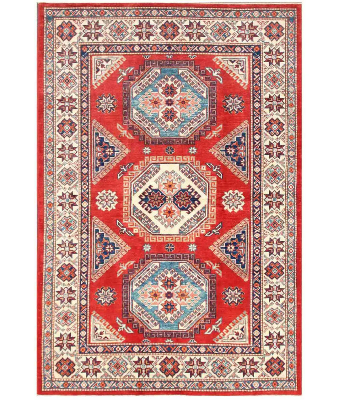 Afghan Kazak Rug 5' 5" x 7' 1" Hand-Knotted | No. AT95731