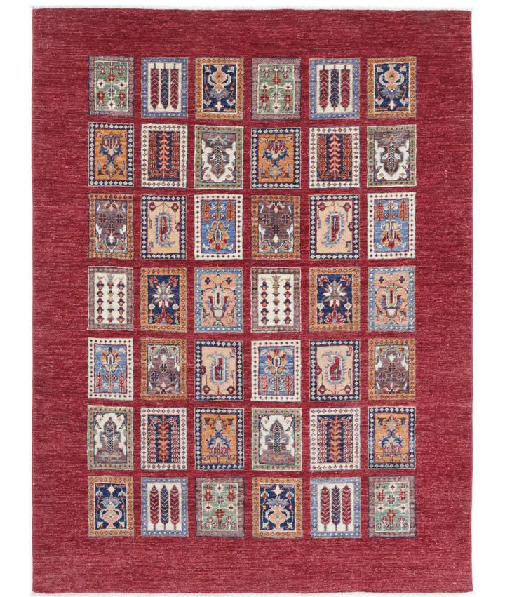Afghan Bakhtiari Rug 4' 9" x 6' 7" Hand-Knotted | No. AT95966
