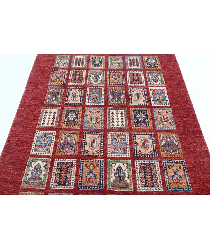 Afghan Bakhtiari Rug 4' 9" x 6' 7" Hand-Knotted | No. AT95966