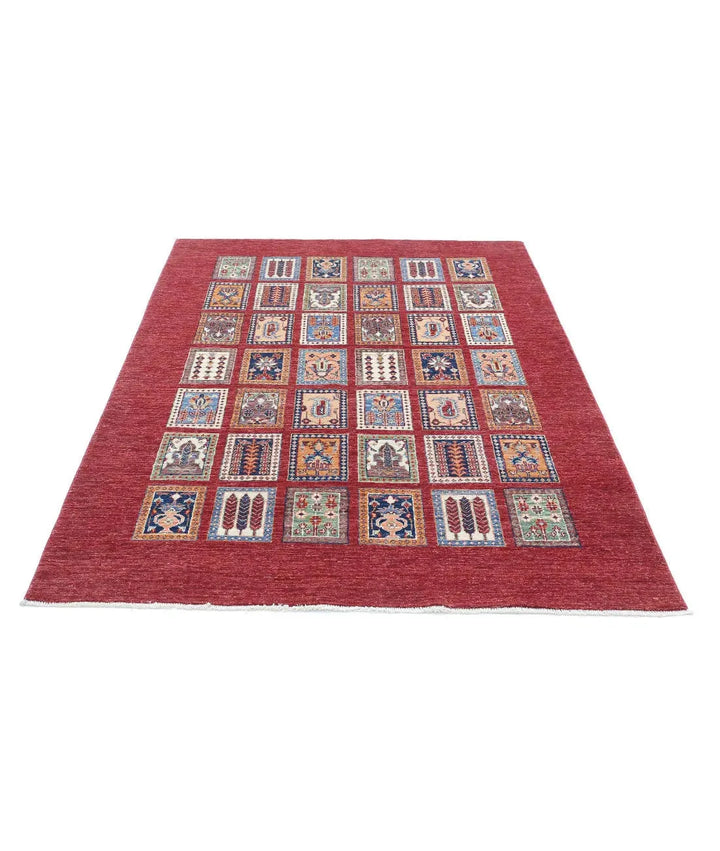 Afghan Bakhtiari Rug 4' 9" x 6' 7" Hand-Knotted | No. AT95966