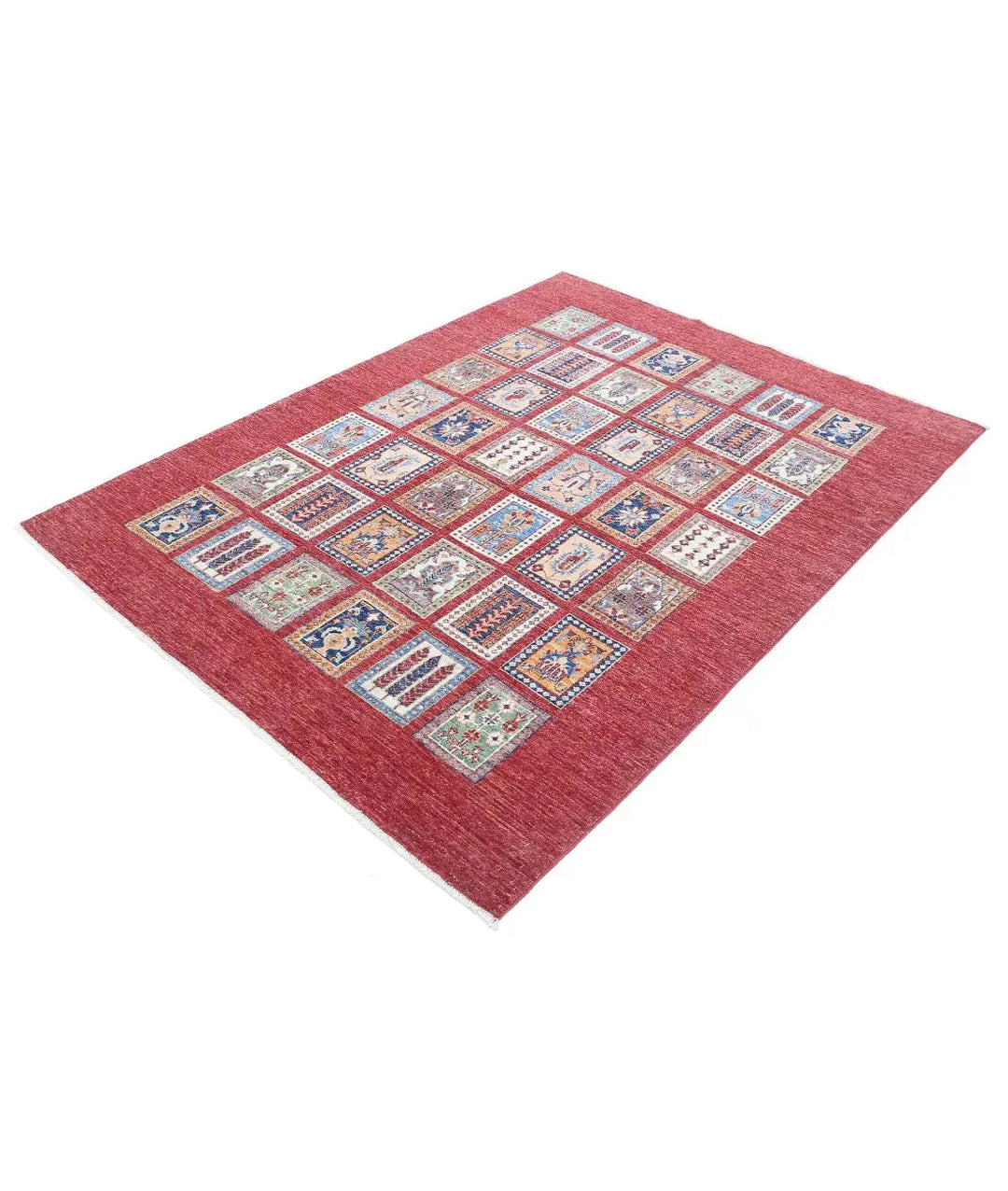 Afghan Bakhtiari Rug 4' 9" x 6' 7" Hand-Knotted | No. AT95966