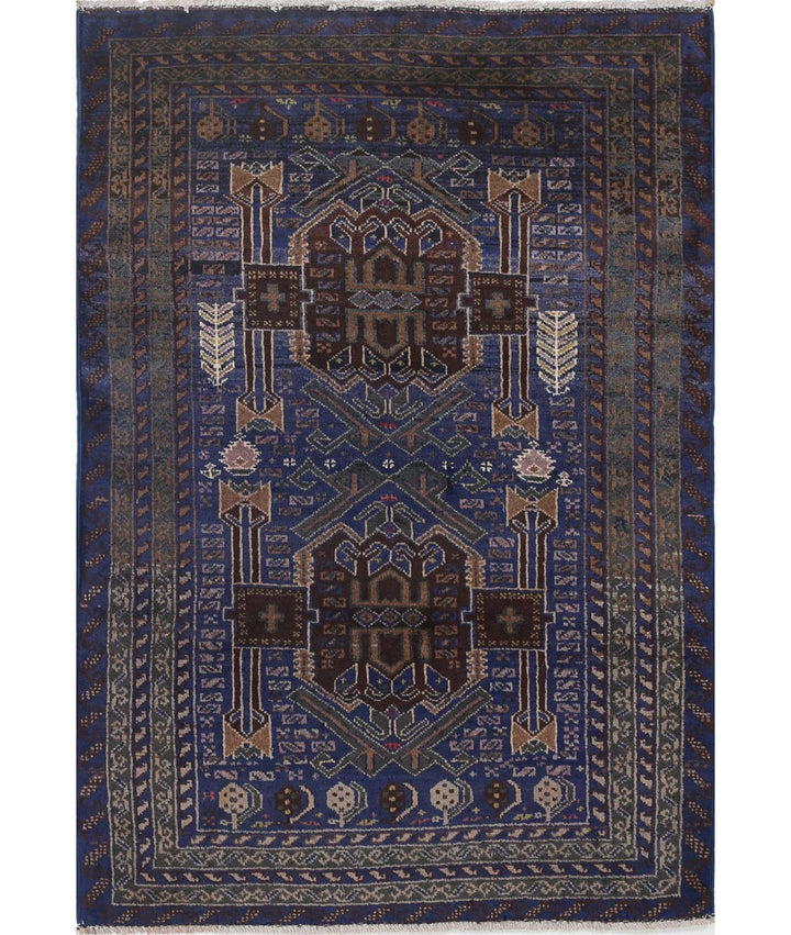 Red Afghan Baluchi Rug 2' 11" x 4' 3" Hand-Knotted | No. AT95987