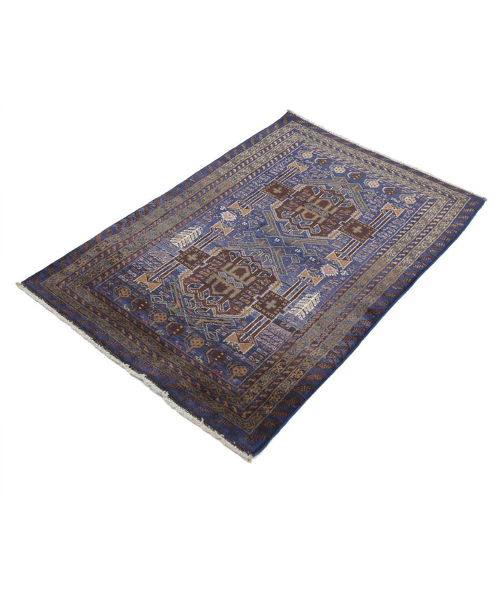 Red Afghan Baluchi Rug 2' 11" x 4' 3" Hand-Knotted | No. AT95987
