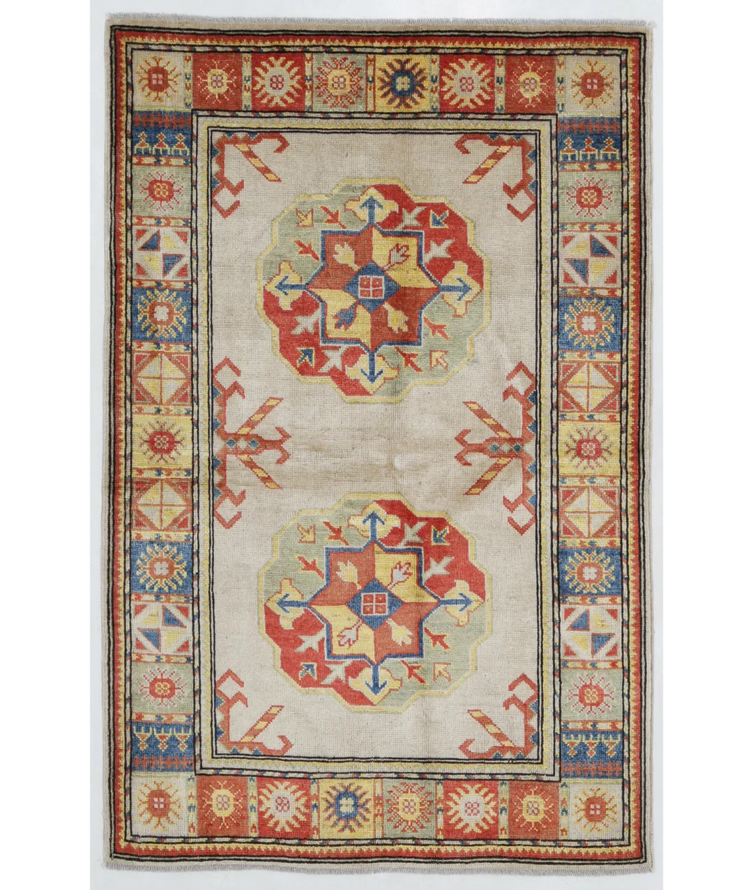 Grey Afghan Tribal Rug 3' 3" x 5' 0" Hand-Knotted | No. AT96128