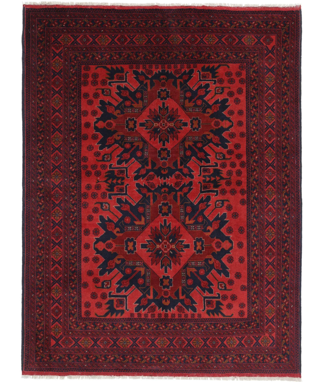 Afghan Oriental Rug 5' 0" x 6' 8" Hand-Knotted | No. AT96204
