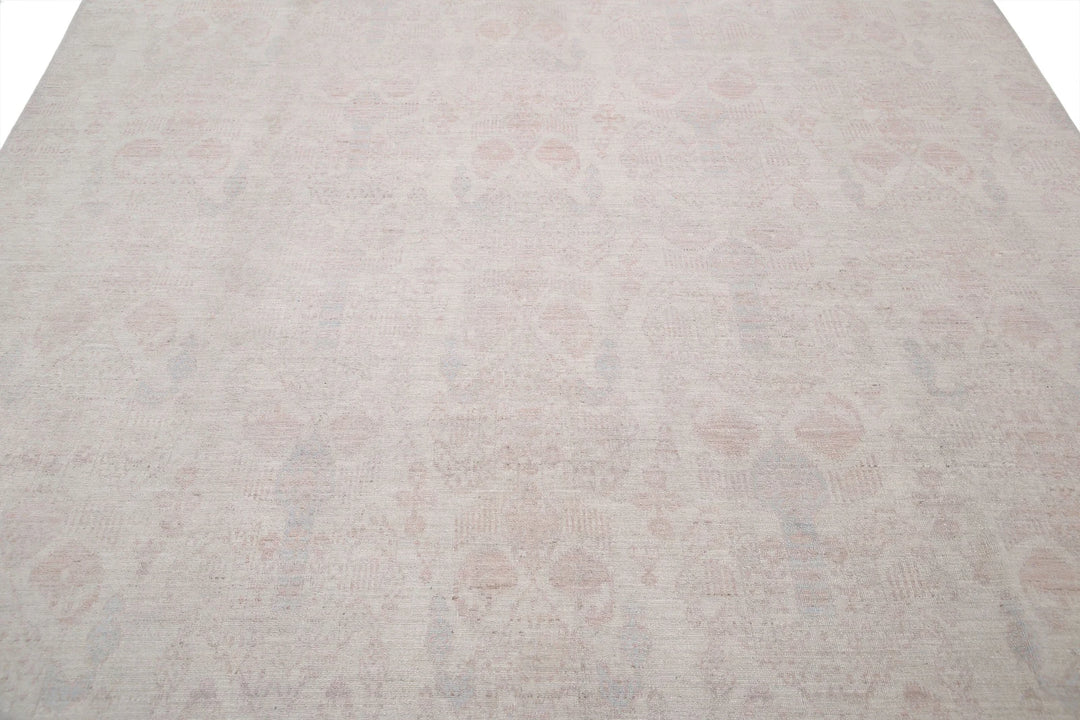 Ivory Afghan Ikat Rug 8' 0" x 9' 9" Hand-Knotted | No. AT96290