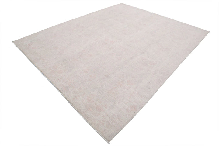 Ivory Afghan Ikat Rug 8' 0" x 9' 9" Hand-Knotted | No. AT96290