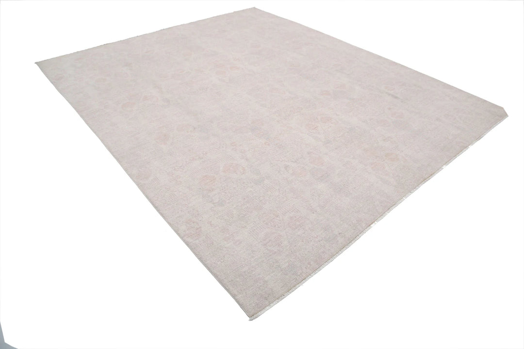 Ivory Afghan Ikat Rug 8' 0" x 9' 9" Hand-Knotted | No. AT96290