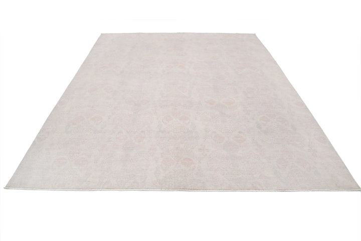 Ivory Afghan Ikat Rug 8' 0" x 9' 9" Hand-Knotted | No. AT96290