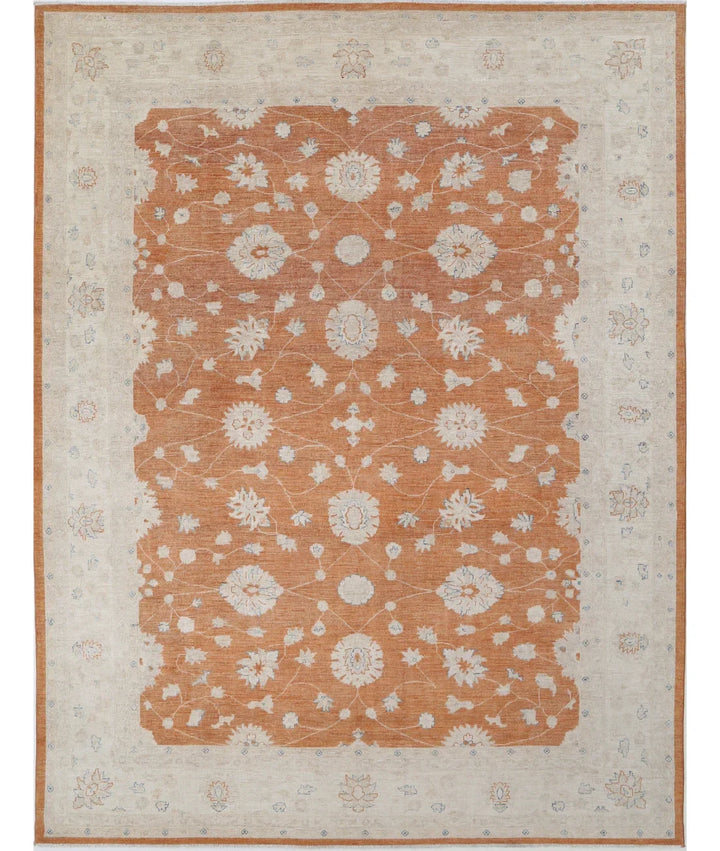 Orange Afghan Ziegler Rug 9' 1" x 11' 9" Hand-Knotted | No. AT96327