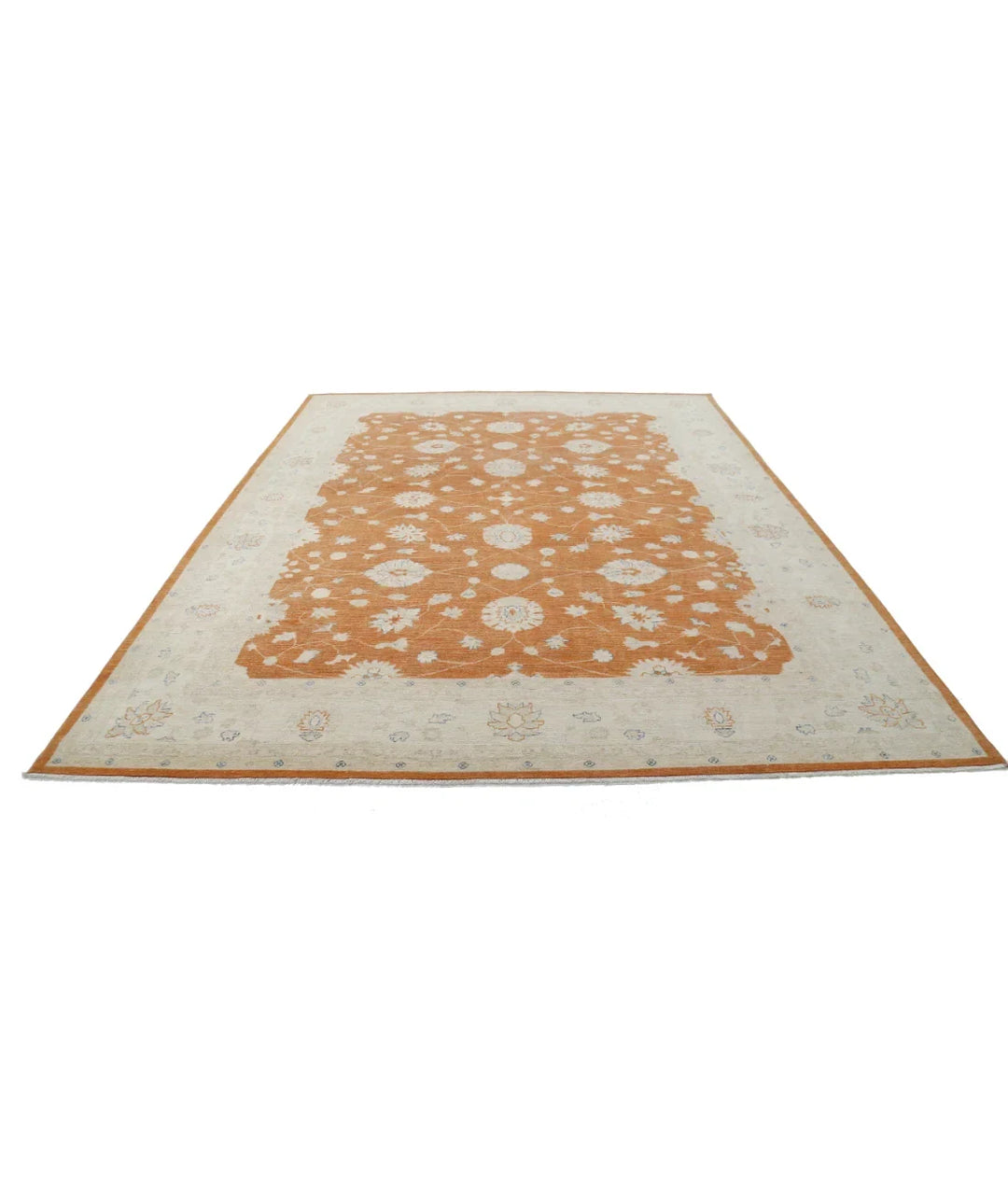 Orange Afghan Ziegler Rug 9' 1" x 11' 9" Hand-Knotted | No. AT96327