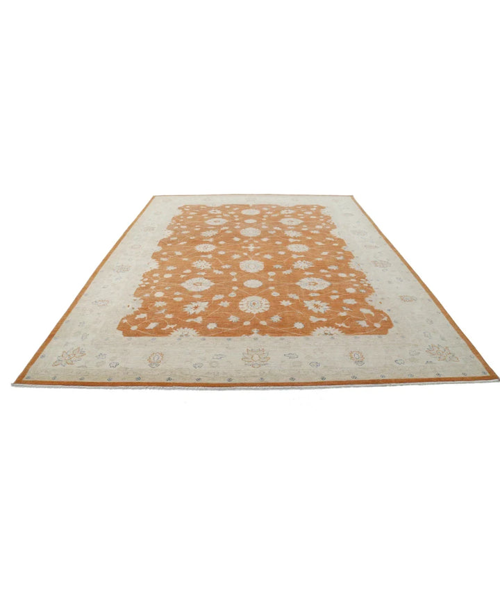 Orange Afghan Ziegler Rug 9' 1" x 11' 9" Hand-Knotted | No. AT96327