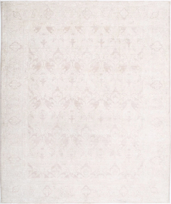 Ivory Afghan Serenity Rug 7'9" x 9'6" Hand-Knotted | No. AT96354