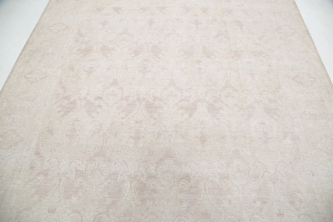 Ivory Afghan Serenity Rug 7'9" x 9'6" Hand-Knotted | No. AT96354