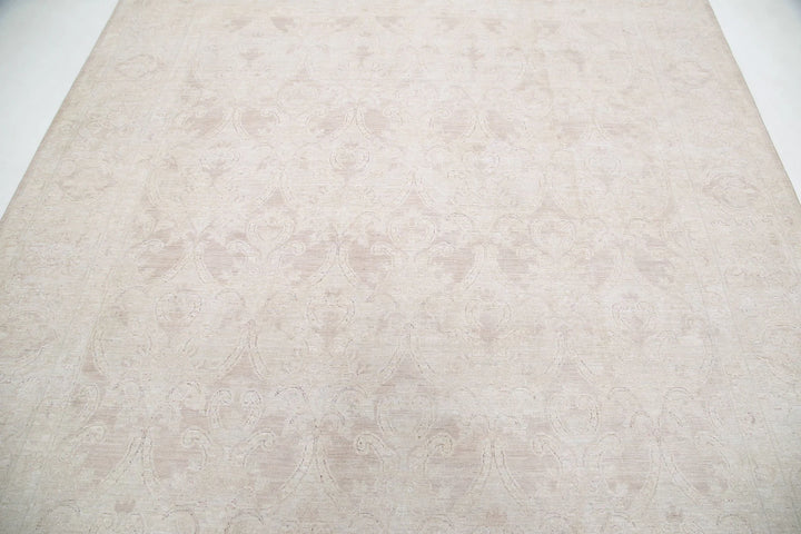 Ivory Afghan Serenity Rug 7'9" x 9'6" Hand-Knotted | No. AT96354