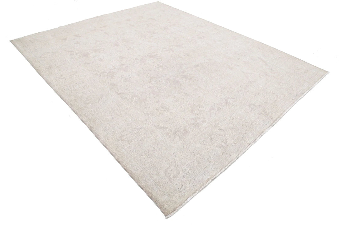 Ivory Afghan Serenity Rug 7'9" x 9'6" Hand-Knotted | No. AT96354