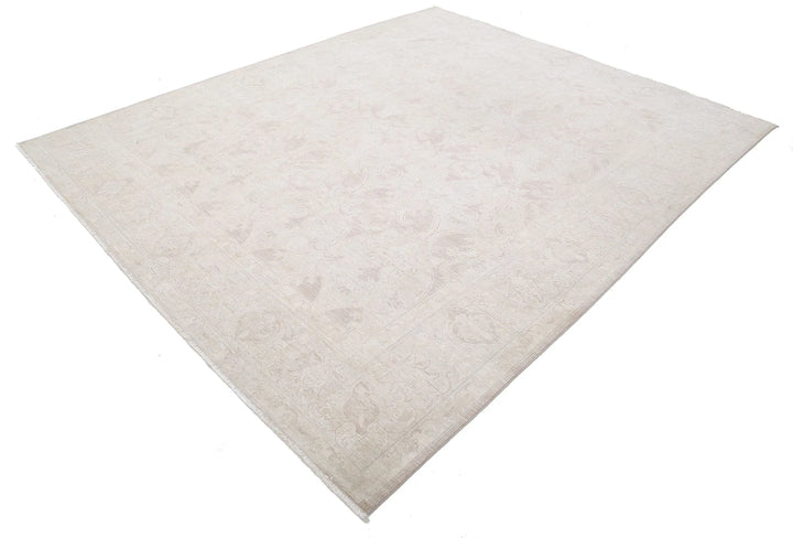 Ivory Afghan Serenity Rug 7'9" x 9'6" Hand-Knotted | No. AT96354