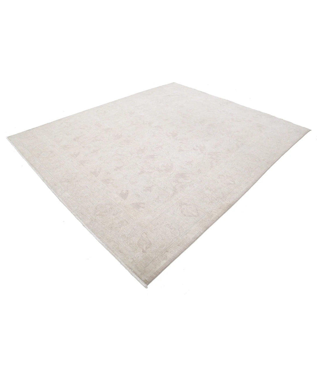 Ivory Afghan Serenity Rug 7'9" x 9'6" Hand-Knotted | No. AT96354