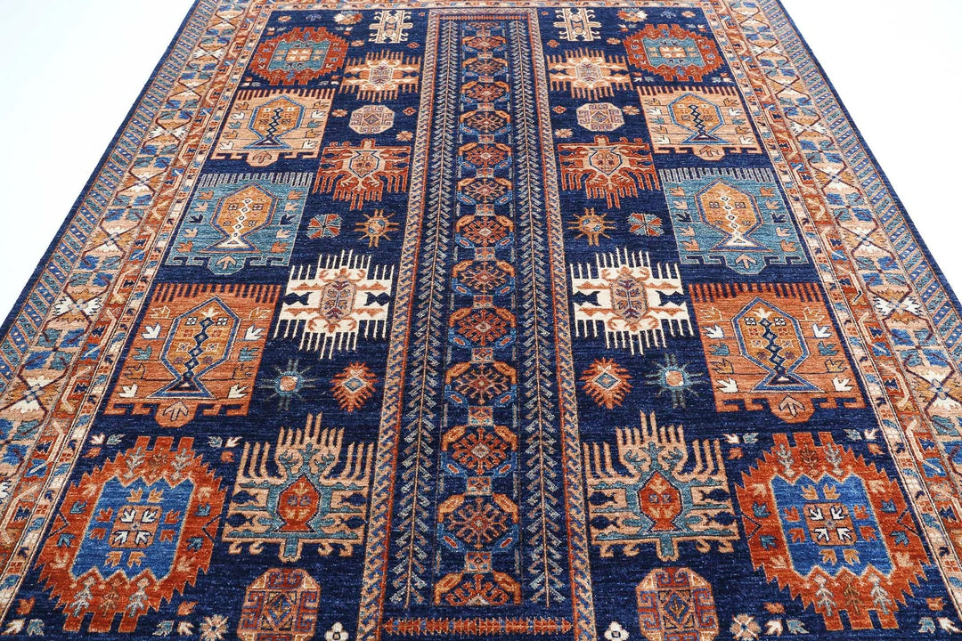 Afghan Nomadic Caucasian Humna Rug 8' 1" x 10' 0" Hand-Knotted | No. AT96378