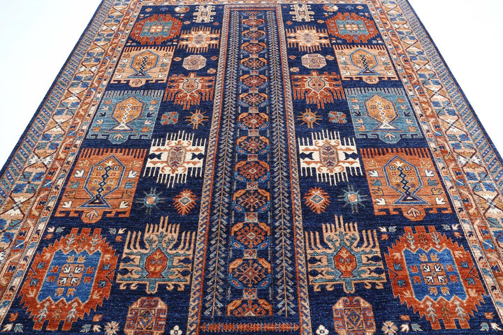 Afghan Nomadic Caucasian Humna Rug 8' 1" x 10' 0" Hand-Knotted | No. AT96378