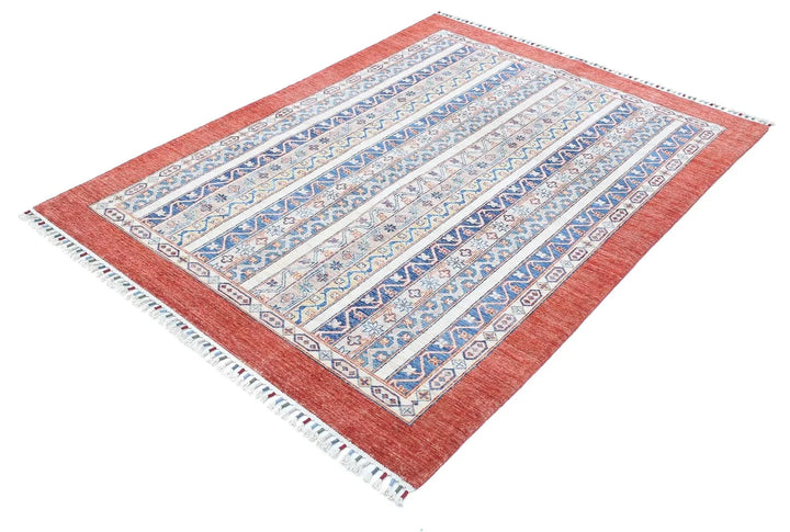 Red Afghan Oriental Rug 4' 9" x 6' 6" Hand-Knotted | No. AT96393