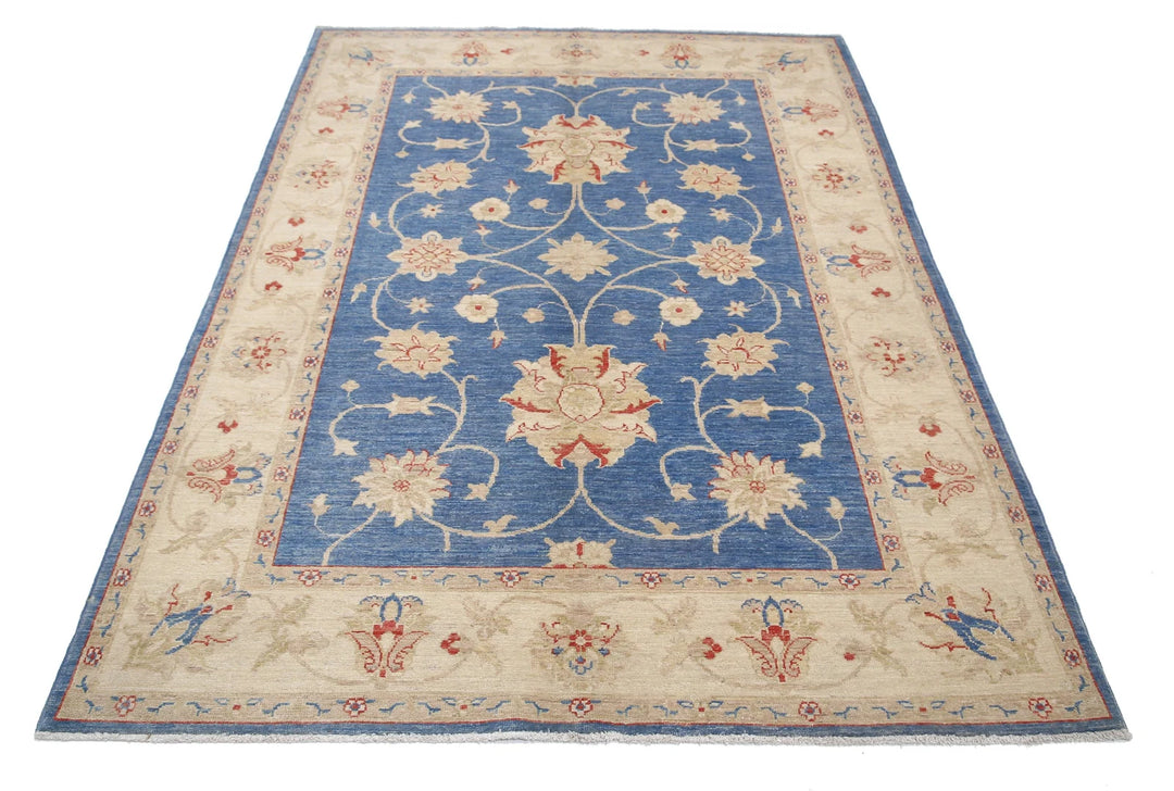 Afghan Ziegler Rug 4' 10" x 6' 8" Hand-Knotted | No. AT96398