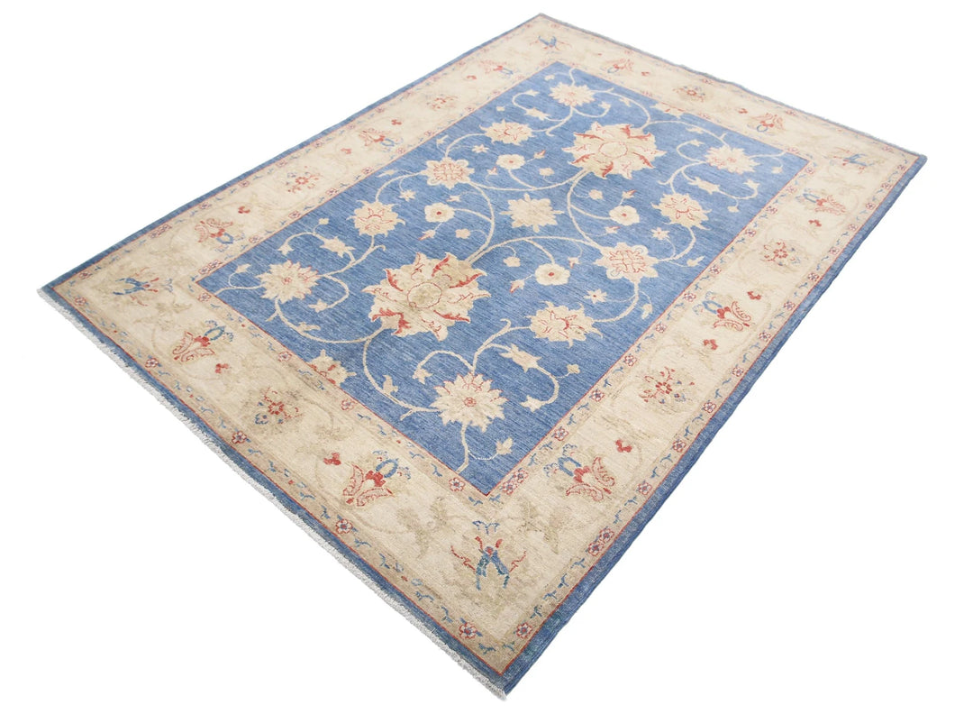 Afghan Ziegler Rug 4' 10" x 6' 8" Hand-Knotted | No. AT96398