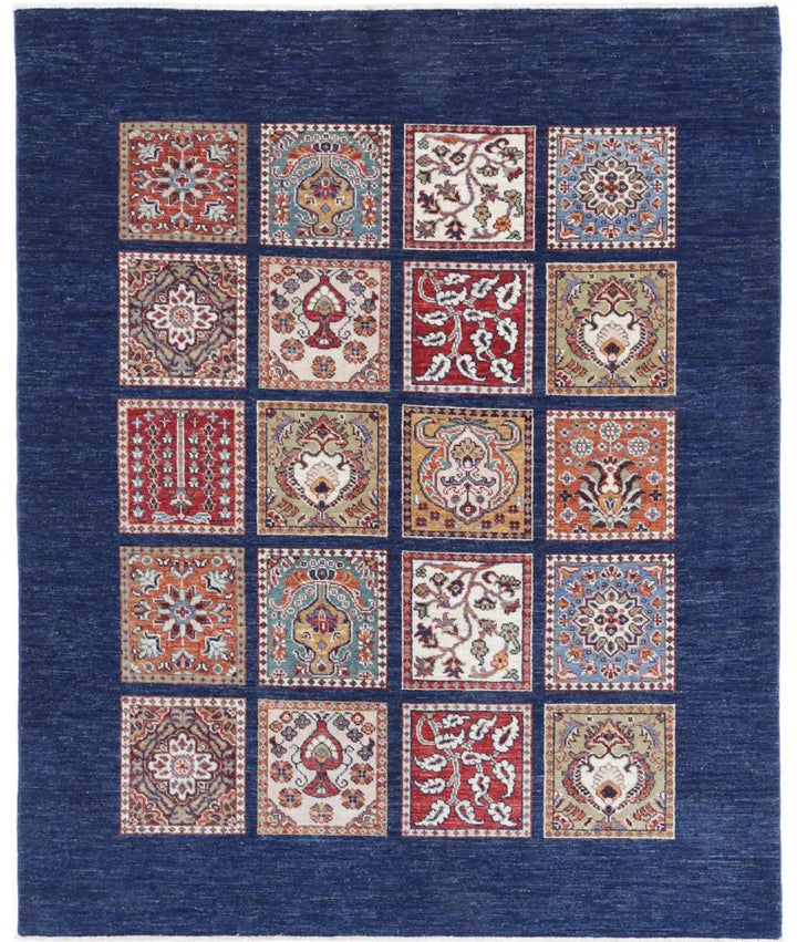 Afghan Bakhtiari Rug 5' 0" x 6' 0" Hand-Knotted | No. AT96435